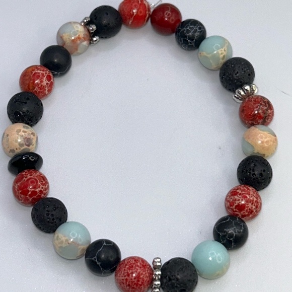 Lava & Agate Healing Bracelet set– Strength, Balance & Energy - Picture 5 of 5